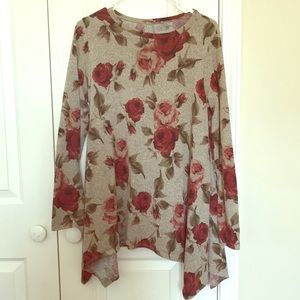 Jodifl grey tunic with rose floral design